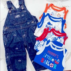 🌟Baby Boy 👶🏼 🍼 6M Denim Jumper + 4 Bodysuits